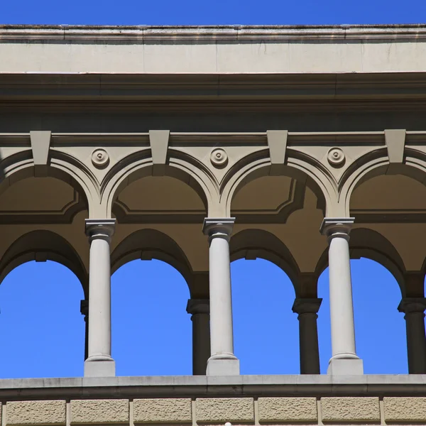 Classical architecture with columns and blue sky