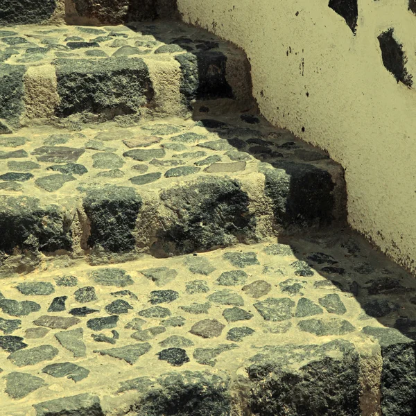 Beautiful old stone unique steps in Oia, Santorini, Greece.