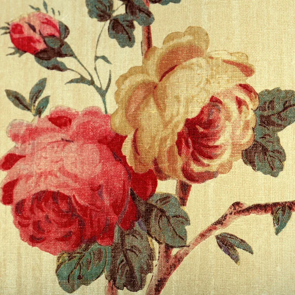 Vintage wallpaper with red rose floral victorian pattern