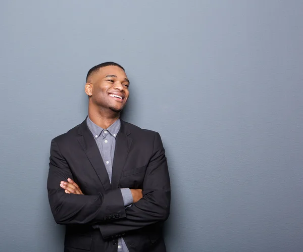 African american business man smiling with arms crossed