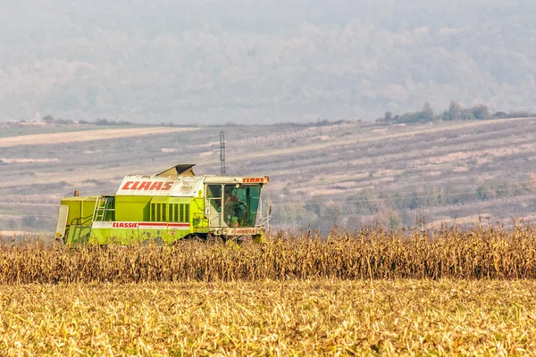 Harvester in the field in late fall