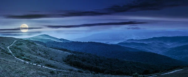 Hillside panorama in mountains at night