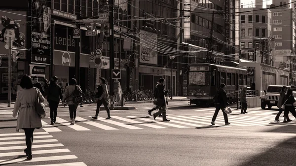 People cross street at Susukino, Sapporo