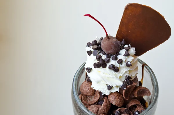 Chocolate ice cream with chocolate wafer and cocoa crunches