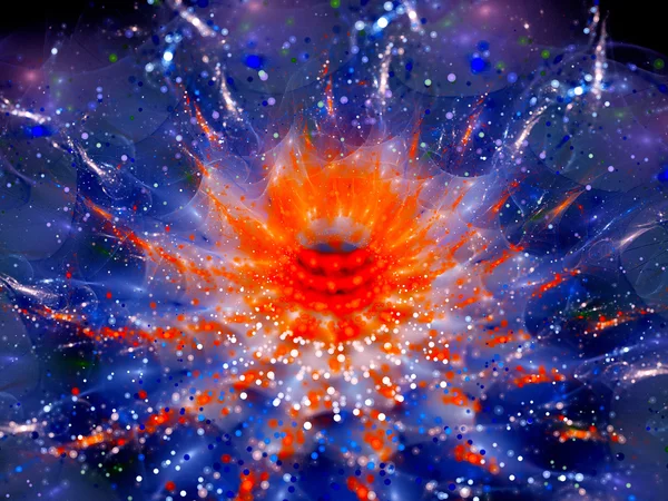 Colorful glowing flower in space with particles