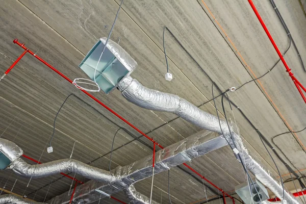 Flexible air conditioning and fire fighting system on the ceilin