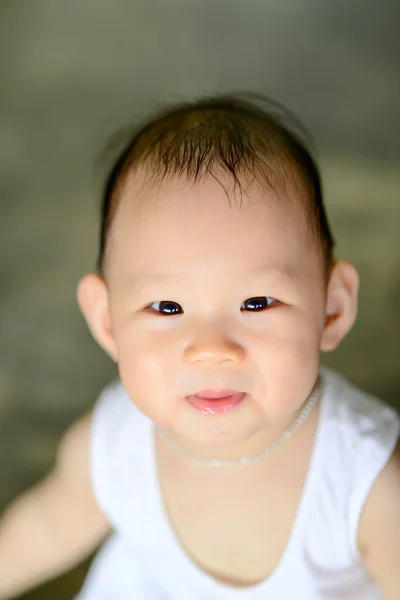 Closeup photo of beautiful cute asian baby's expression