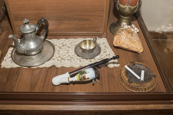 Vintage Smoking accessories in the house of a rich Cossack,end