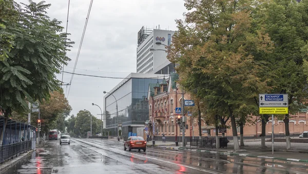 On Bolshaya Sadovaya, after the rain, moving cars and citizens