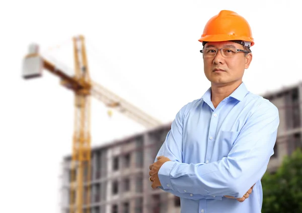 Business engineer at construction site background