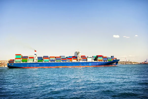 Ship loaded with colorful containers