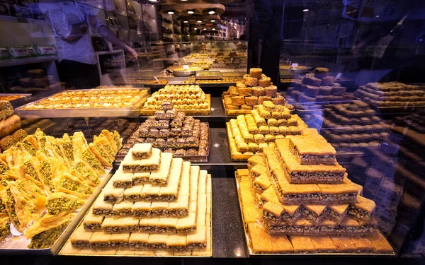 Shop window with Turkish sweets