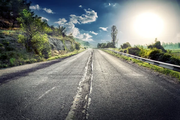 Asphalt road in a mountainous area