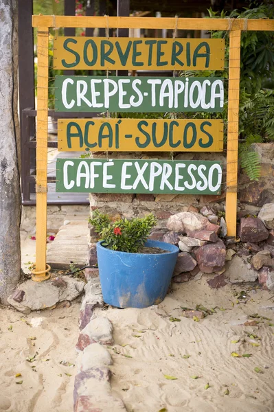Handwritten Sign Advertising Brazilian Snacks Food