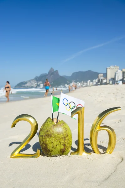 Olympic Flag in Coconut Golden 2016 Message