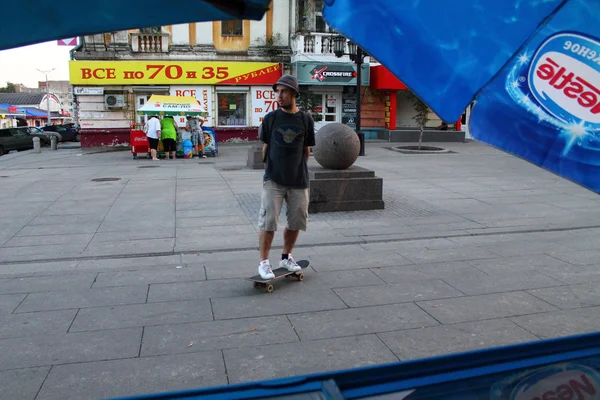 Samara, Russia - August 22, 2014: unidentified man rides his ska