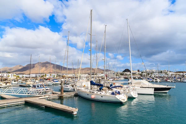 View of marina Rubicon with yacht boats