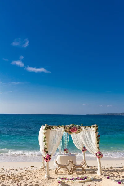 Beach wedding set up, tropical outdoor wedding reception, beauti