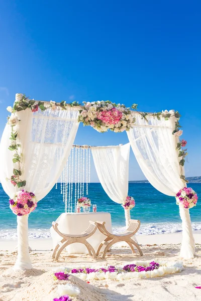 Beach wedding set up, tropical outdoor wedding reception, beauti