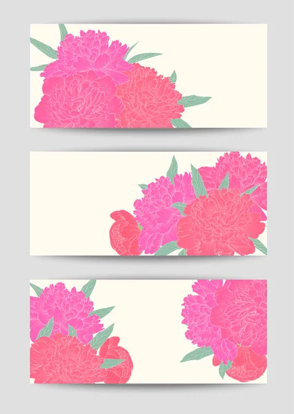 Beautiful Set of horizontal banners with flowers. Hand-drawn background for greeting cards and invitations of the wedding, birthday, mother\'s Day and other holiday and cute summer background.