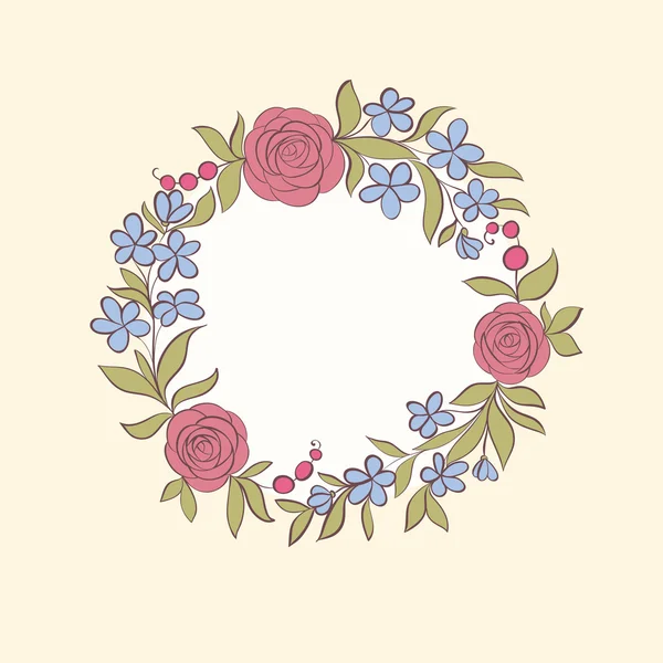 Beautiful greeting card of floral wreath. Hand-drawn background for greeting cards and invitations of the wedding, birthday, mother's Day and other holiday and cute summer background.