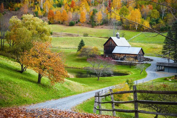 New England countryside, farm in autumn landscape