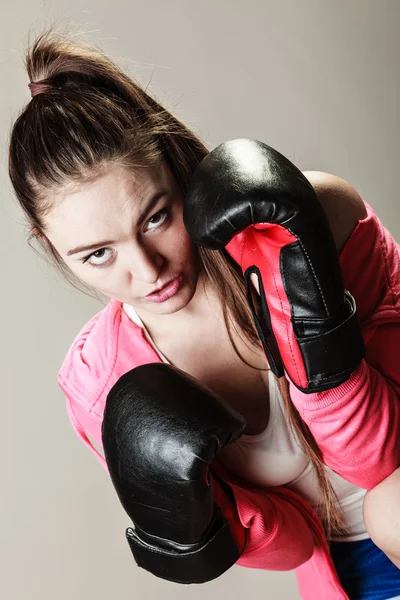 Woman training. Boxing.