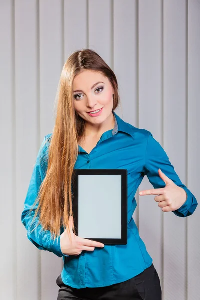 Young office worker hold tablet PC.