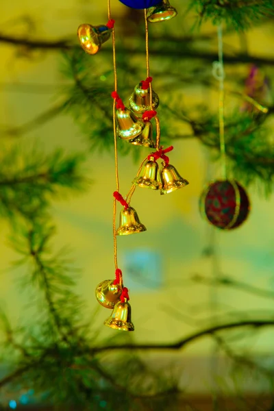 Closeup of little bells Christmas tree ornament.