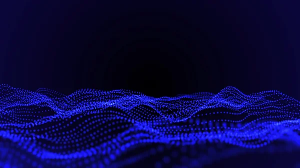 Abstract blue waves and particles, background image for your design