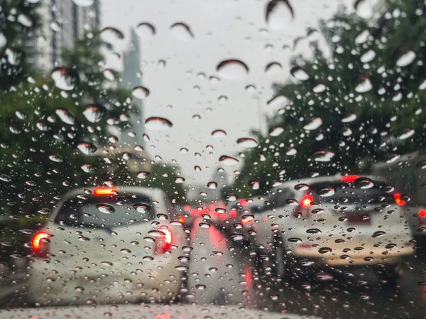 Driving in the rain.