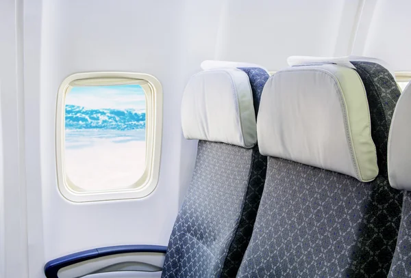 Empty aircraft seats and windows