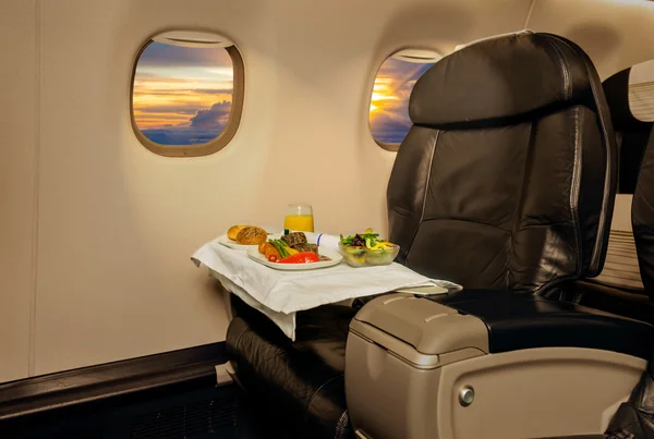 Lunch on board of airplane