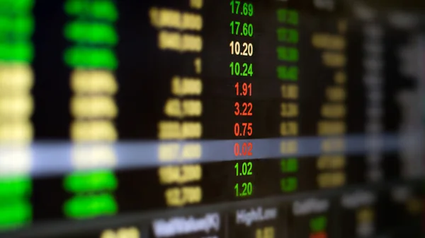 Stock market data in blue on screen display concept