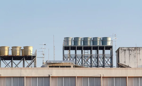 Water tanks on building roof