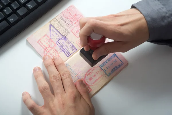 Officer will stamp in the passport