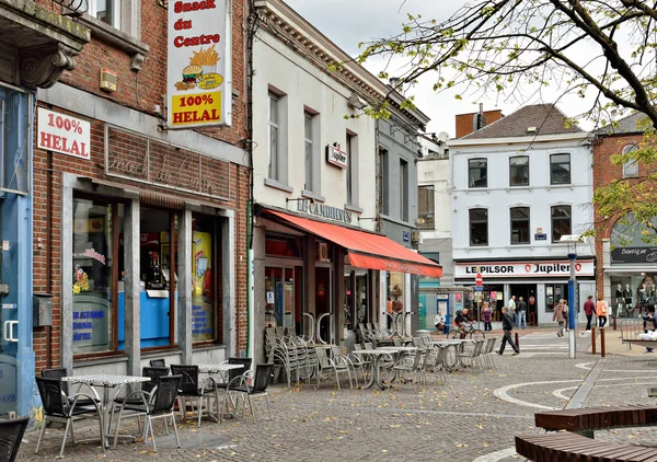 Square Jules Mansart is a pedestrian area in Louviere, Belgium