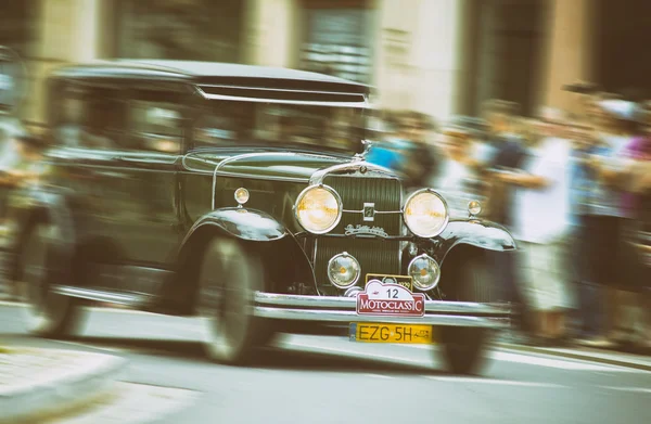 Wroclaw- August 18: Cadillac Lasalle on Motoclassic show in vintage effect, motion blur in Wroclaw, Poland on August 18, 2014.