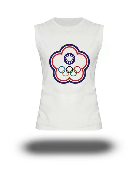 Athletic sleeveless shirt with Chinese Taipei flag on white background and shadow