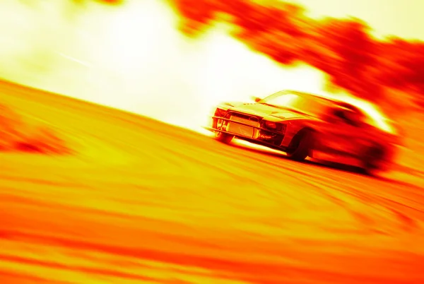 Very fast driving, motion blur drift on fire