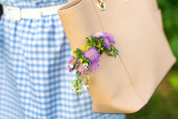 Female bag with flowers