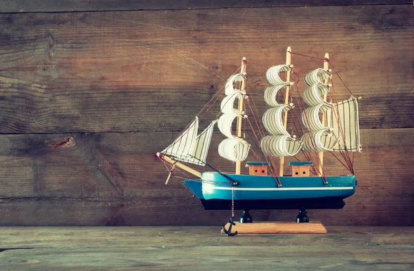 Wooden white sailing boat