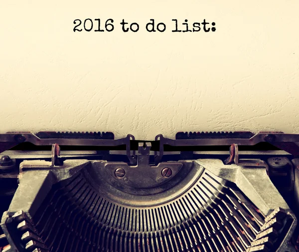 Close up image of typewriter with paper sheet and the phrase: 2016 to do list. copy space for your text. terto filtered