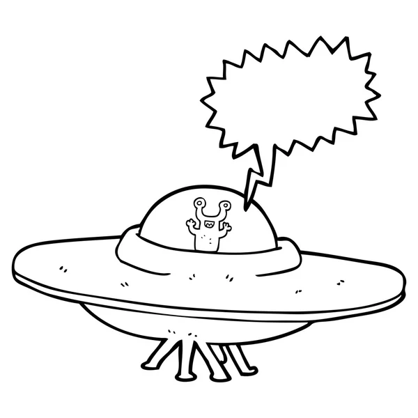 Speech bubble cartoon alien spaceship