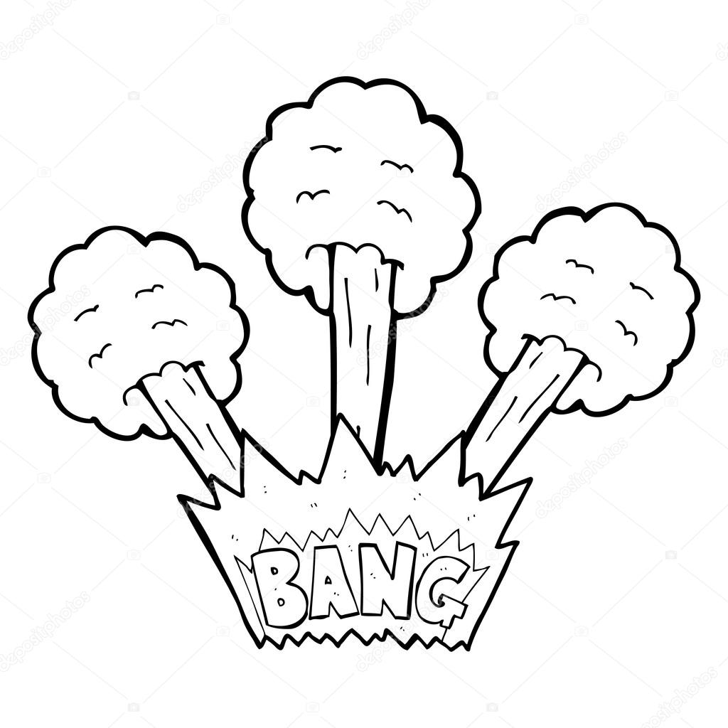 Explosión de dibujos animados blanco y negro — Vector de stock