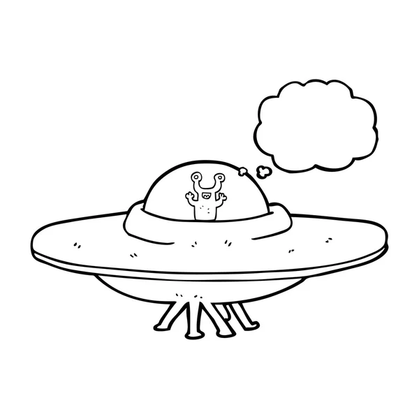 Thought bubble cartoon alien spaceship