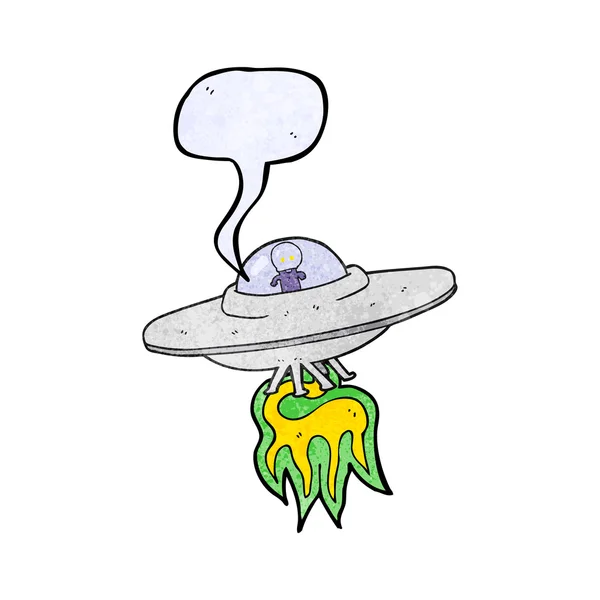 Speech bubble textured cartoon alien flying saucer