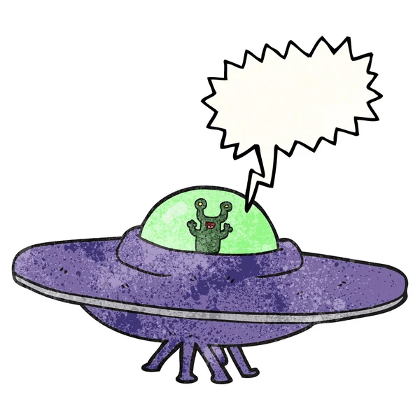 Speech bubble textured cartoon alien spaceship