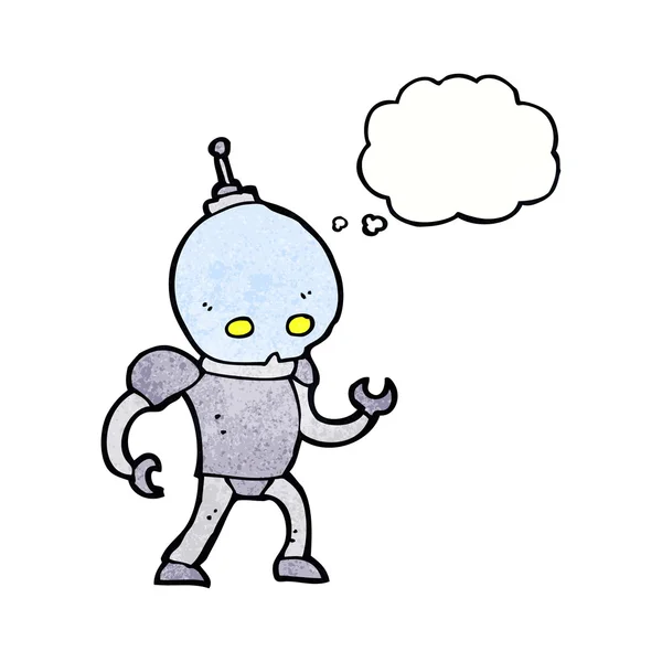 Cartoon alien robot with thought bubble