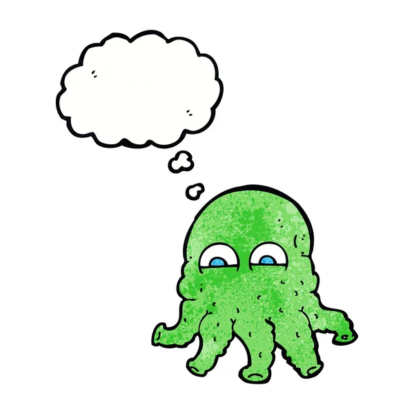 Cartoon alien squid face with thought bubble